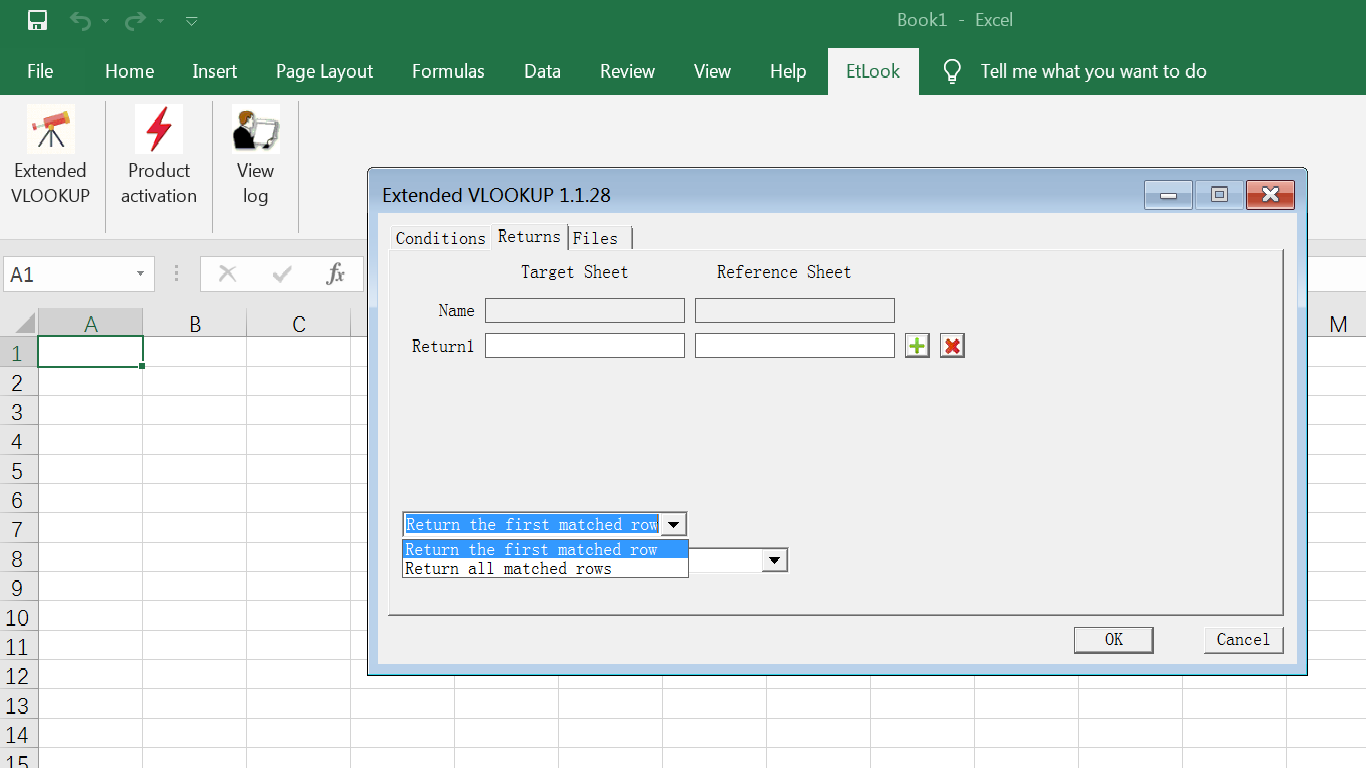 Returns Tab - Result return options